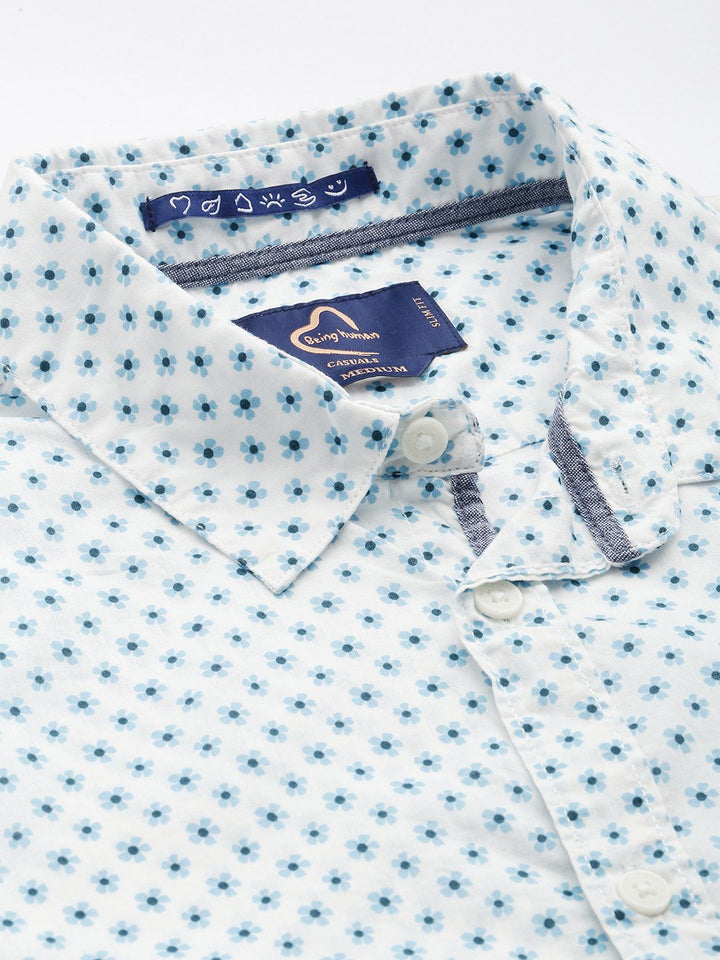 Being Human Pure Cotton Slim Fit Floral  Printed Casual Shirt