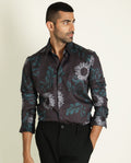 RARE RABBIT Men Silbon Floral Printed Slim Fit Cotton Shirt