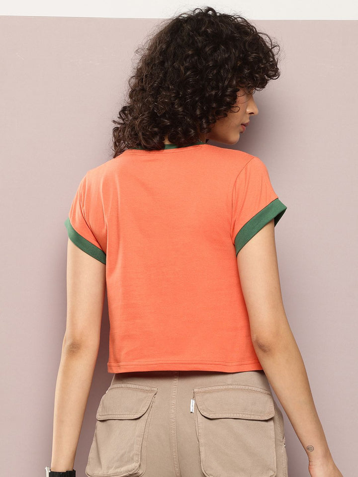 DILLINGER Typography Printed Crop Pure Cotton T-shirt