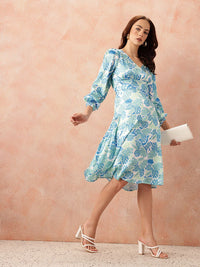 all about you Floral Print Satin Empire Dress