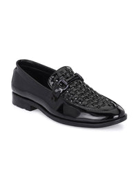 House of Pataudi Men Textured Round Toe Slip-On Formal Loafers