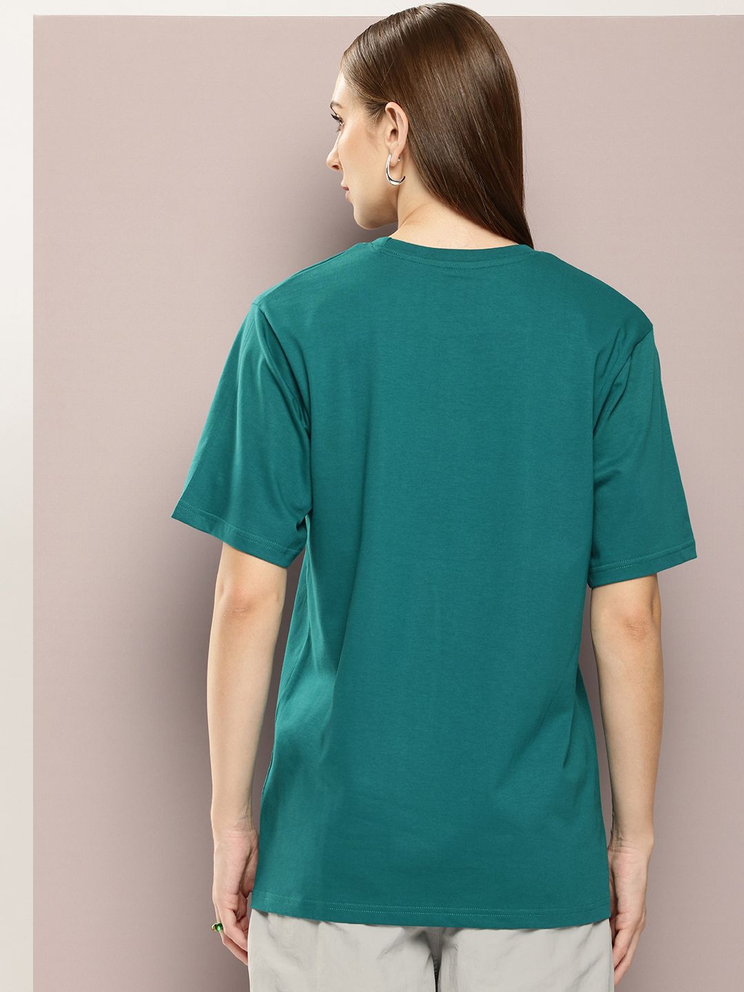 DILLINGER Women Typography Printed Embossed Oversized T-shirt