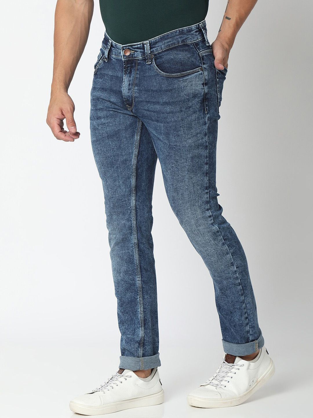 SPYKAR Men Blue Mid Rise Heavy Fade Jeans