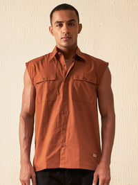 DENNISON Smart Sleeveless Cotton Casual Shirt