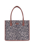 ZOUK Floral Printed Structured Jute Handheld Bag