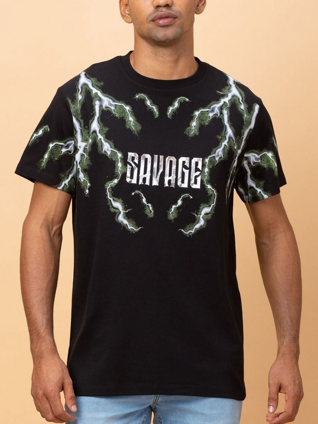 Being Human Men Typography Printed Pockets T-shirt