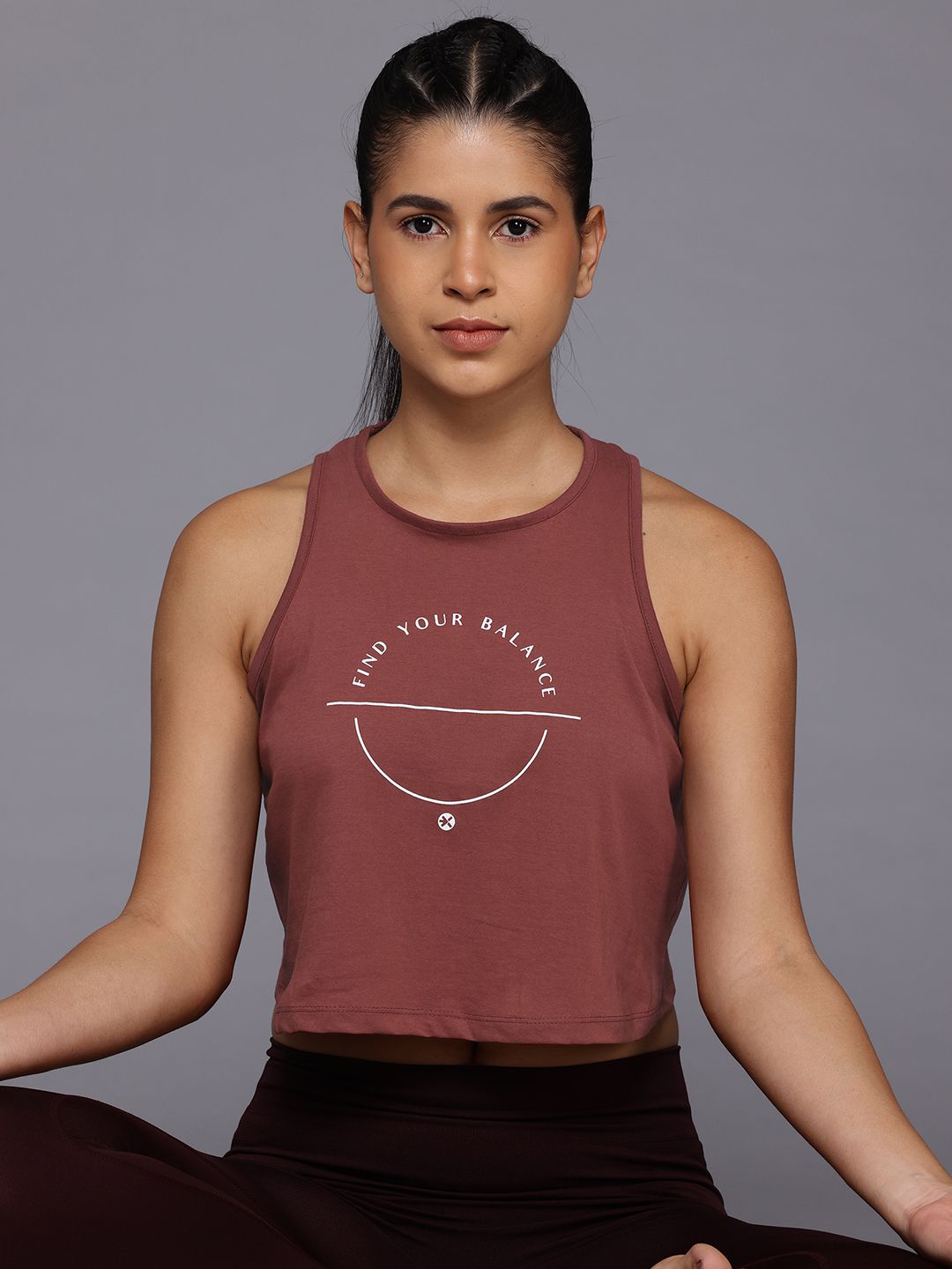 HRX by Hrithik Roshan Typography Print Cut-out Detail Crop Yoga T-shirt with Tie-ups