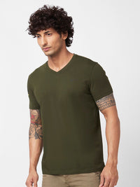 SPYKAR V-Neck Slim Fit Cotton T-shirt
