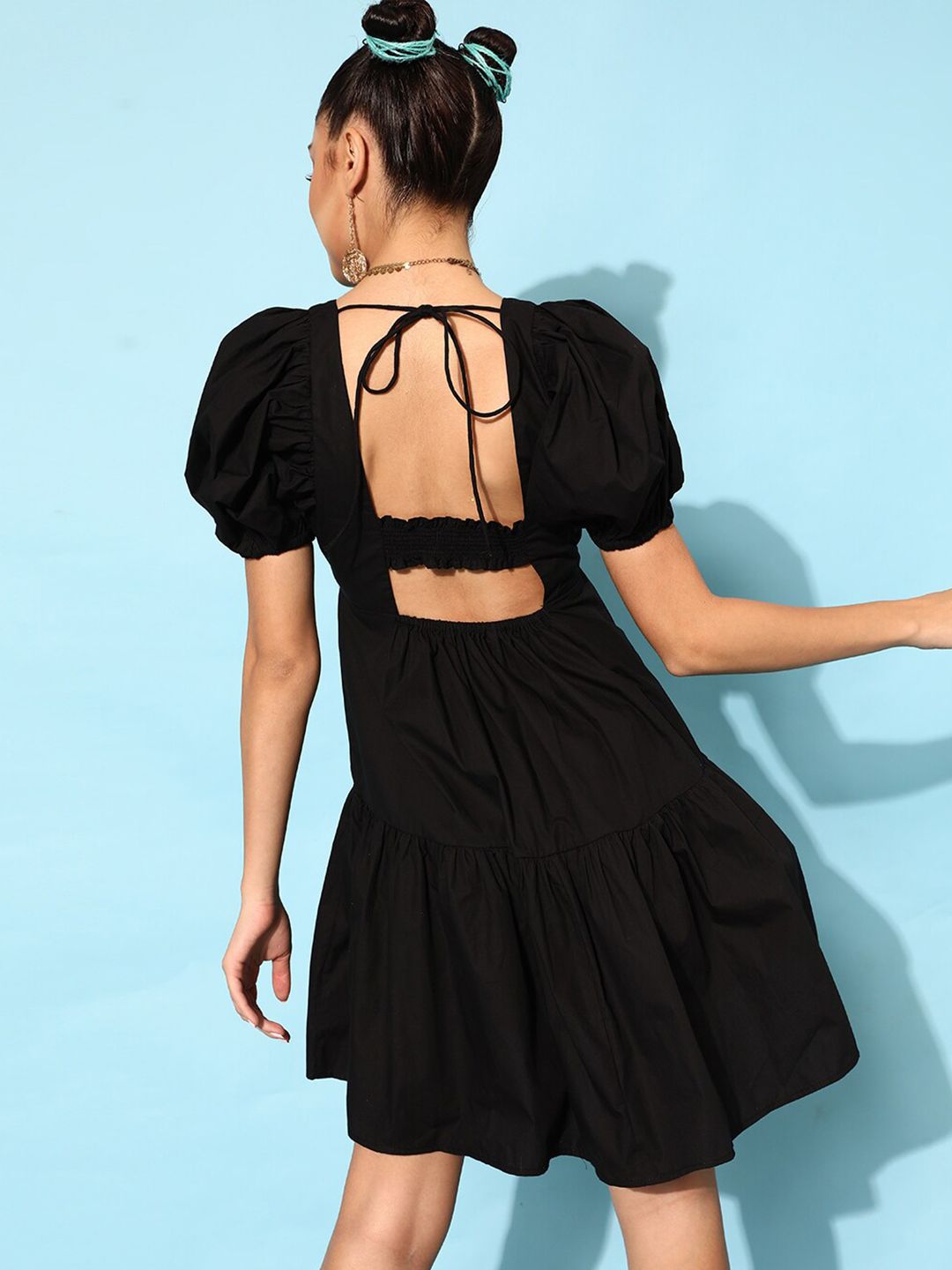 STREET 9 Women Black Solid Pure Cotton Dress