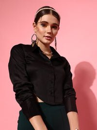 STREET 9 Black Shirt Style Crop Top