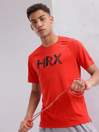 HRX by Hrithik Roshan Brand Logo Printed Raglan Sleeves Rapid-Dry Training T-shirt