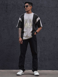 Powerlook Men Typography Colourblocked Drop-Shoulder Sleeves T-shirt