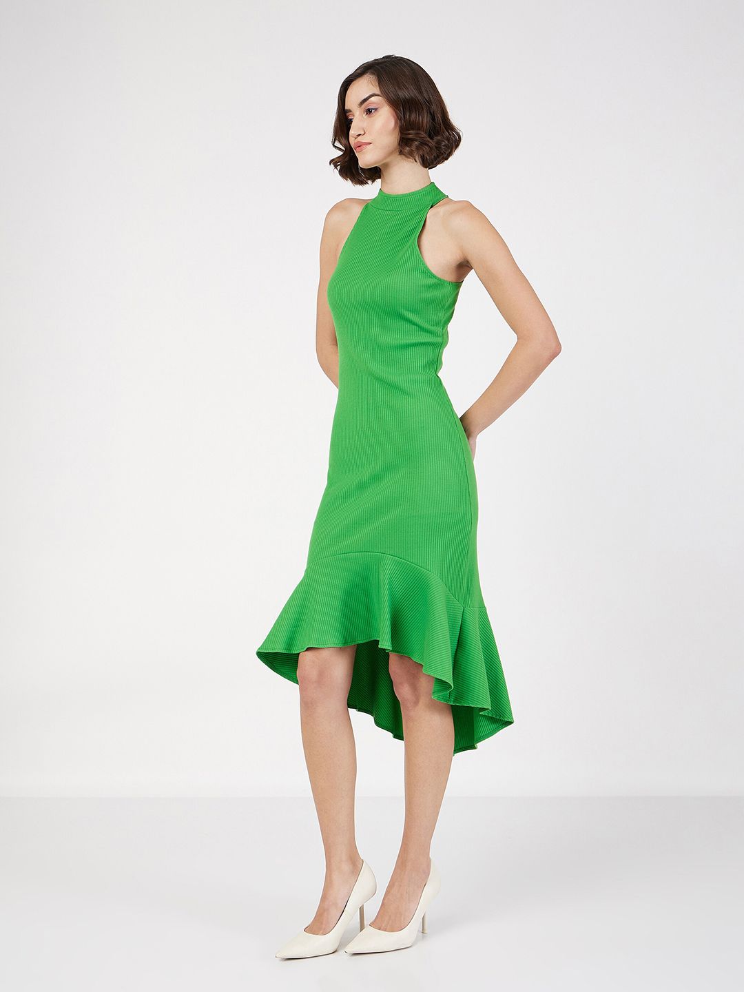 SASSAFRAS Round Neck Cotton Bodycon Midi Dress