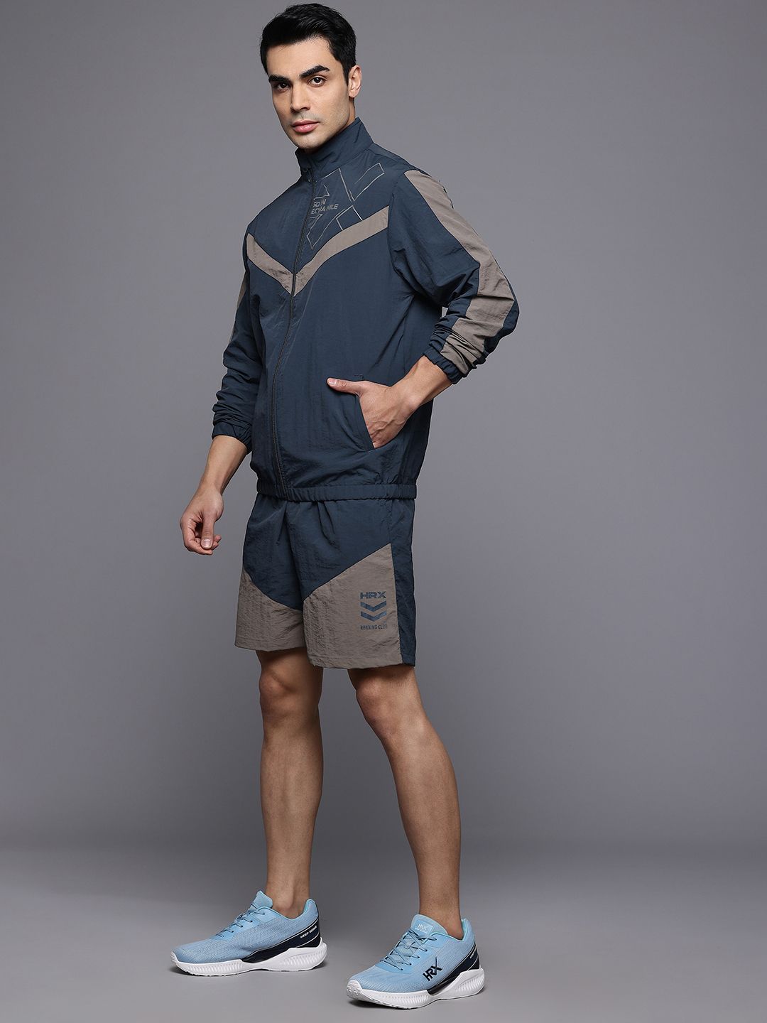 HRX by Hrithik Roshan Rapid Dry Mock Collar Running Tracksuit