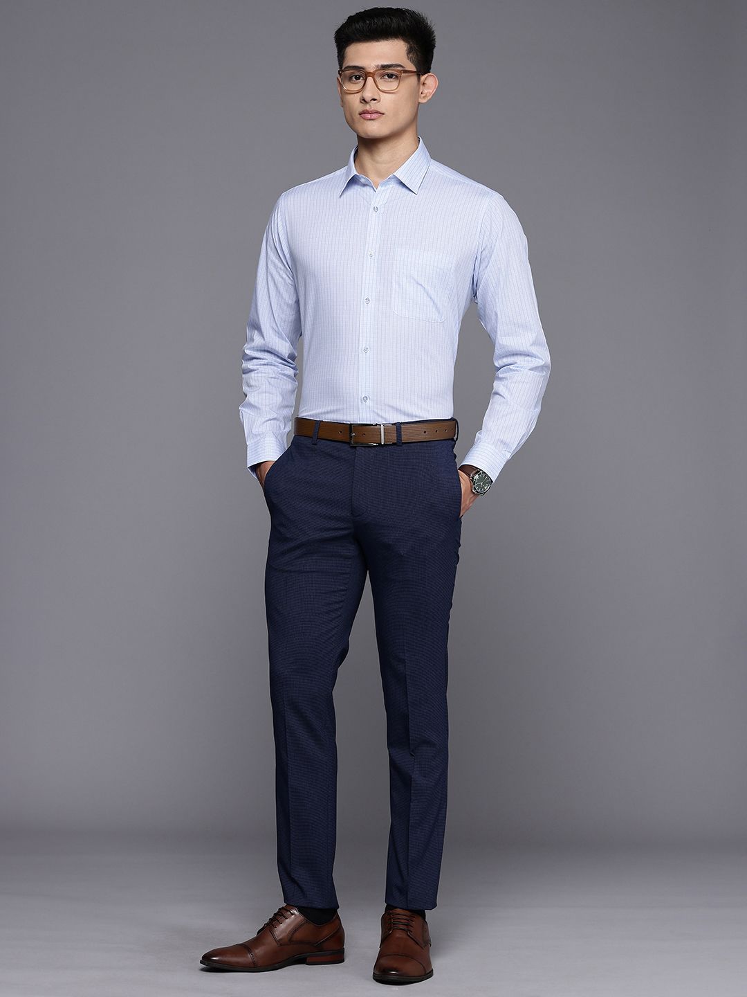 Raymond Pure Cotton Slim Fit Checked Formal Shirt
