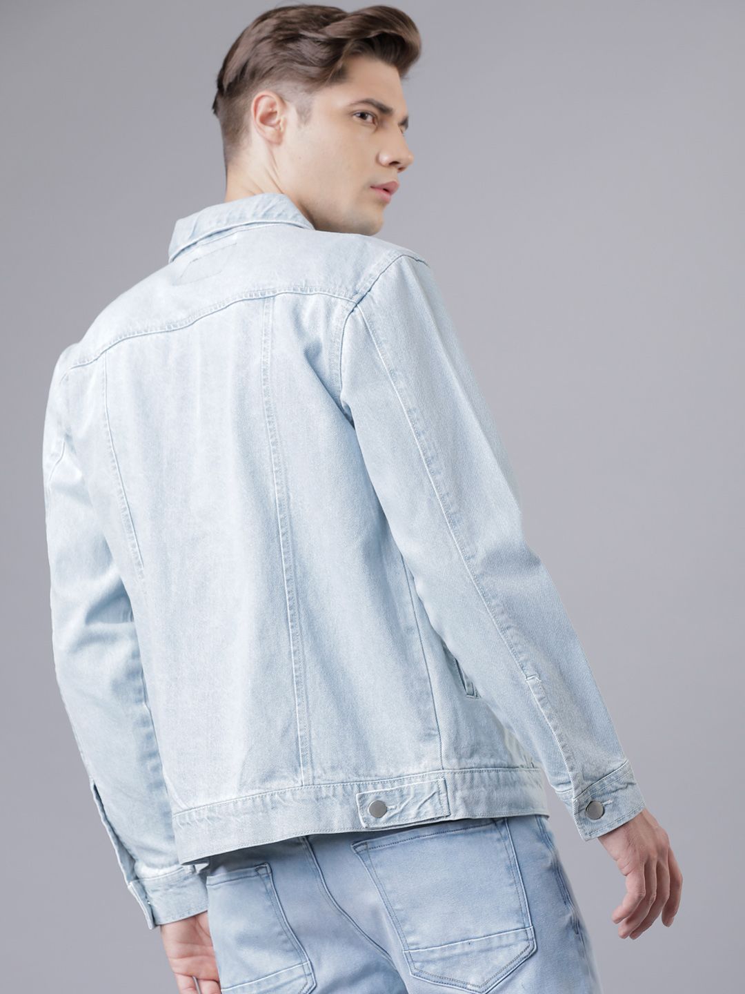 Highlander Men Jaket Denim Pepejal Biru