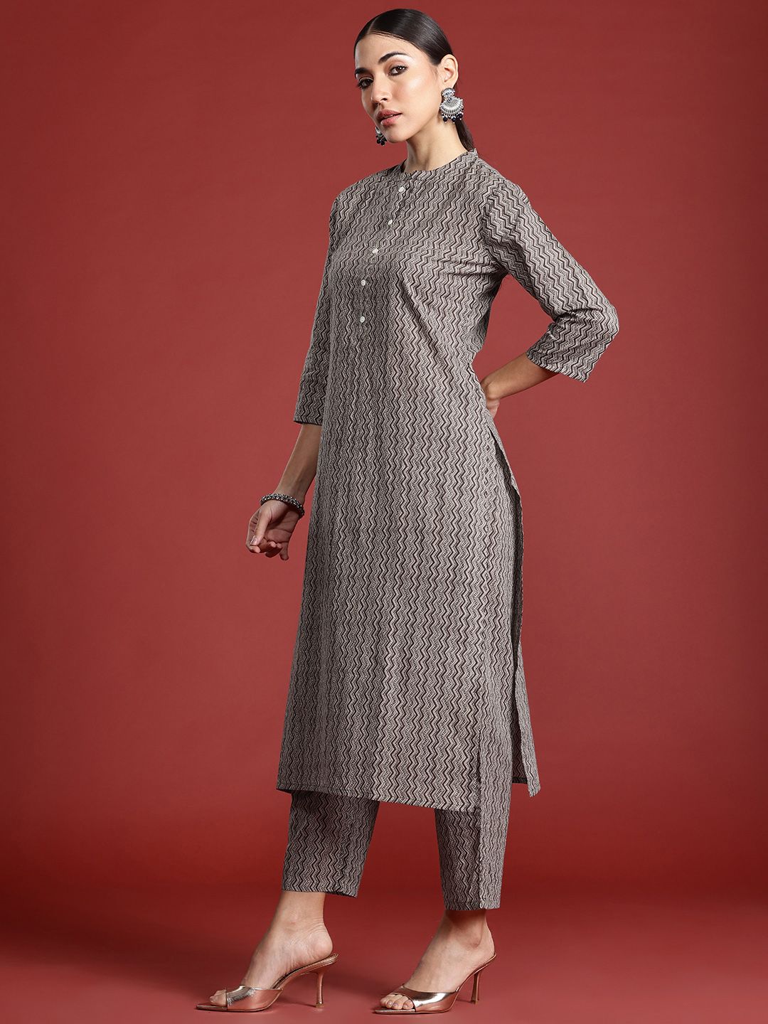 Indo Era Printed Pure Cotton Kurta with Trousers & With Dupatta