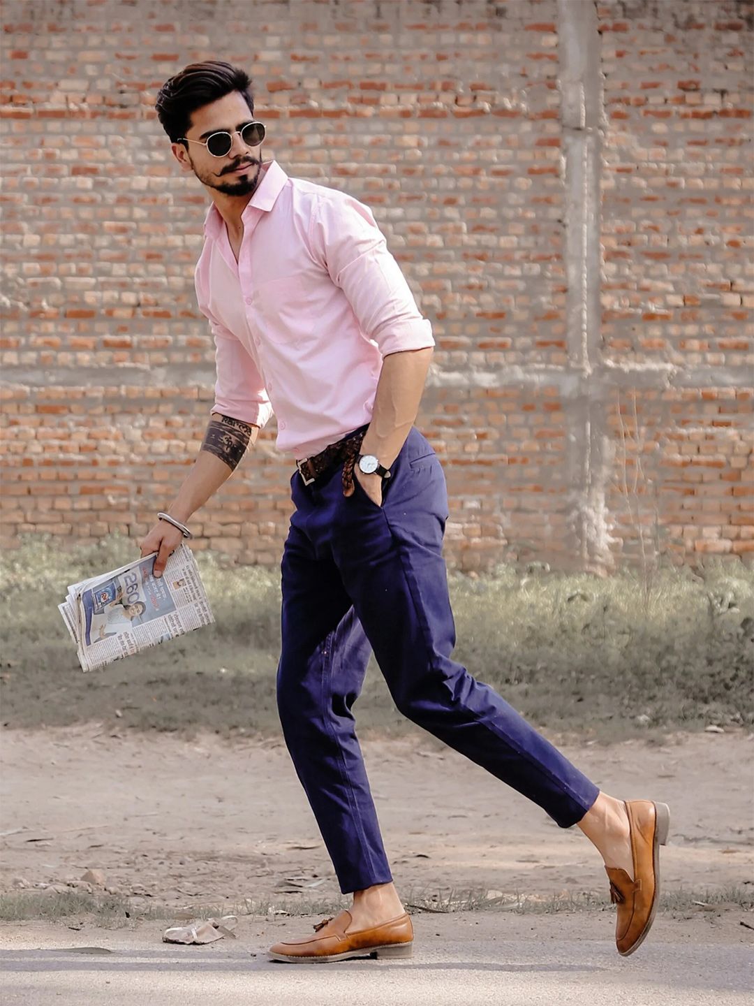 HIGHLANDER Men Blue Tapered Fit Chinos