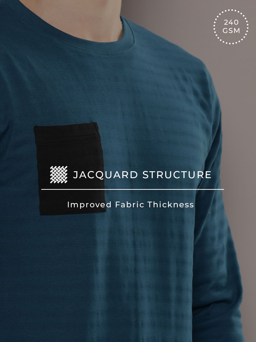 DILLINGER Men Striped Jacquard Structure Pockets T-shirt