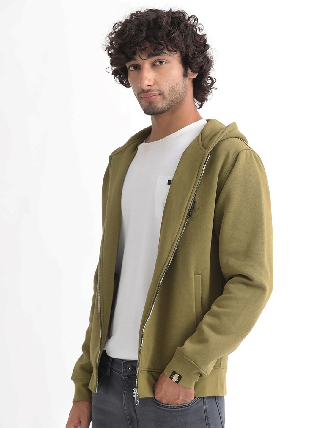 RARE RABBIT Men Scribble Graphic Print Hooded Sweatshirt