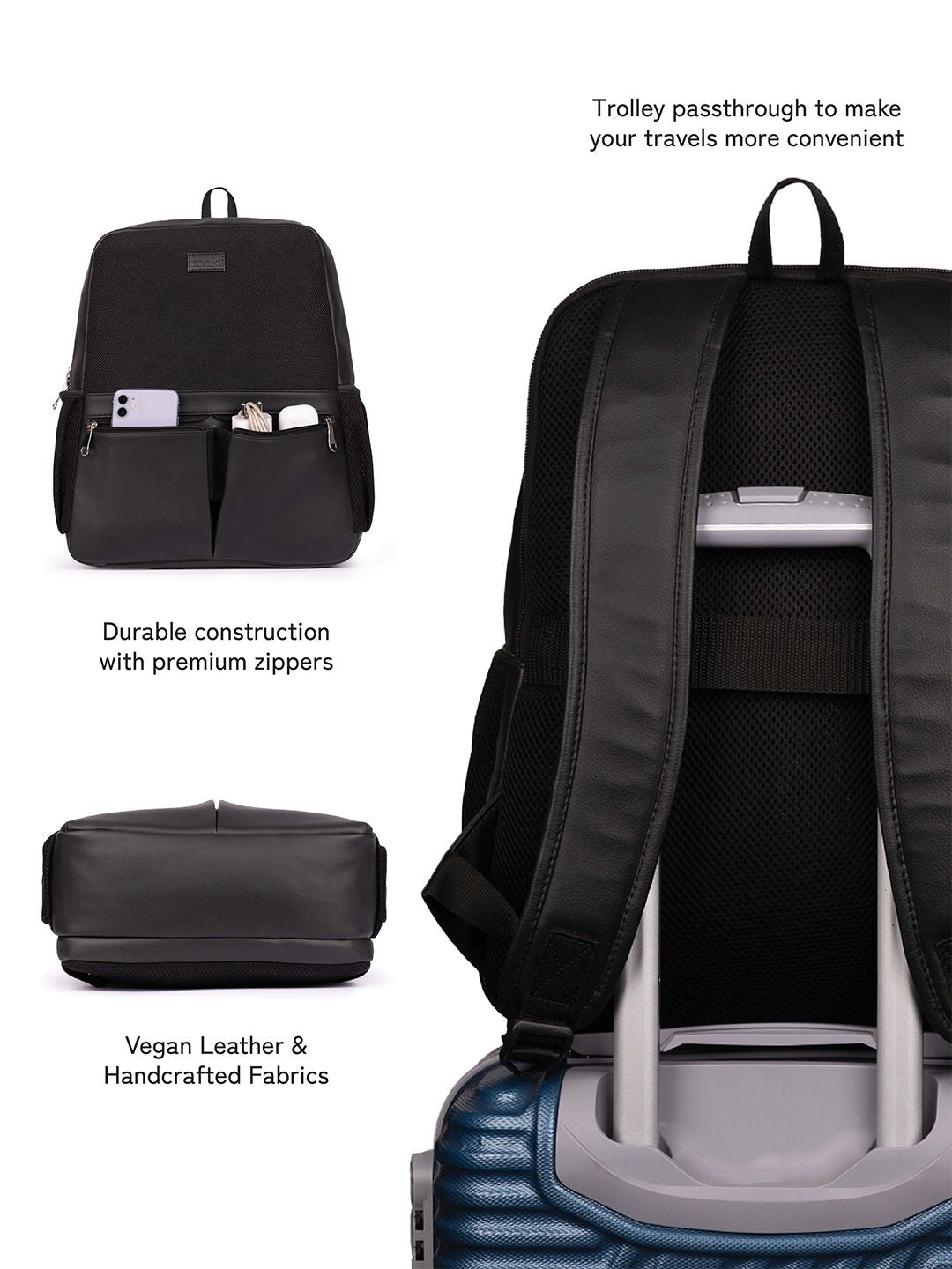 ZOUK Textured Backpack with Compression Straps Up to 16 inch