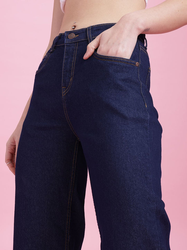 DressBerry Women Wide Leg High-Rise Stretchable Jeans