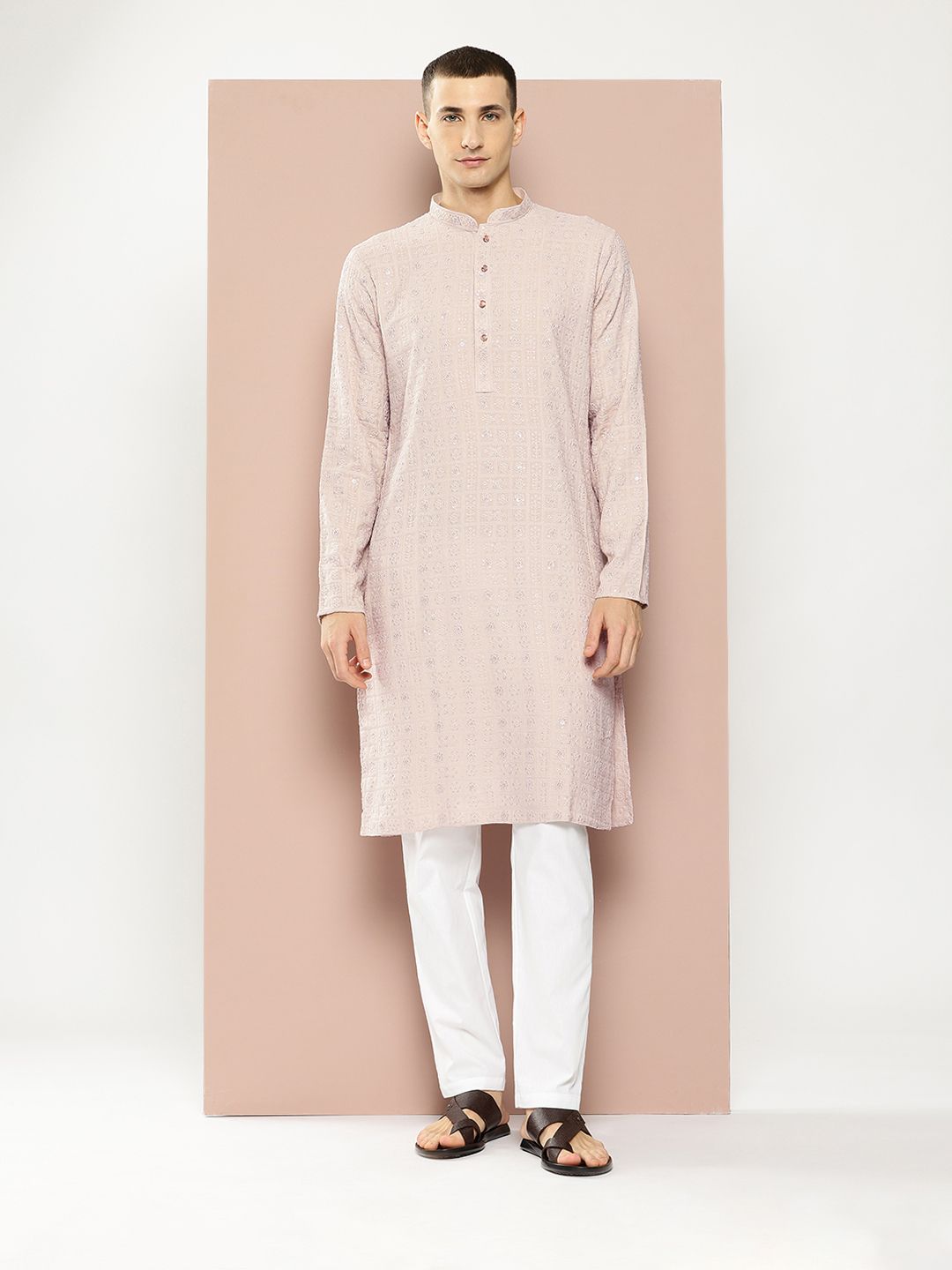 See Designs Embroidered Sequinned Kurta with Pyjamas