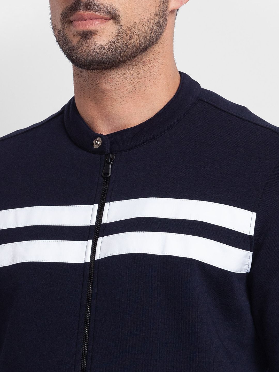 SPYKAR Striped Front-Open Sweatshirt