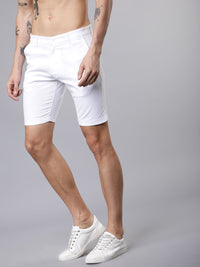 HIGHLANDER Men White Solid Slim Fit Chino Shorts