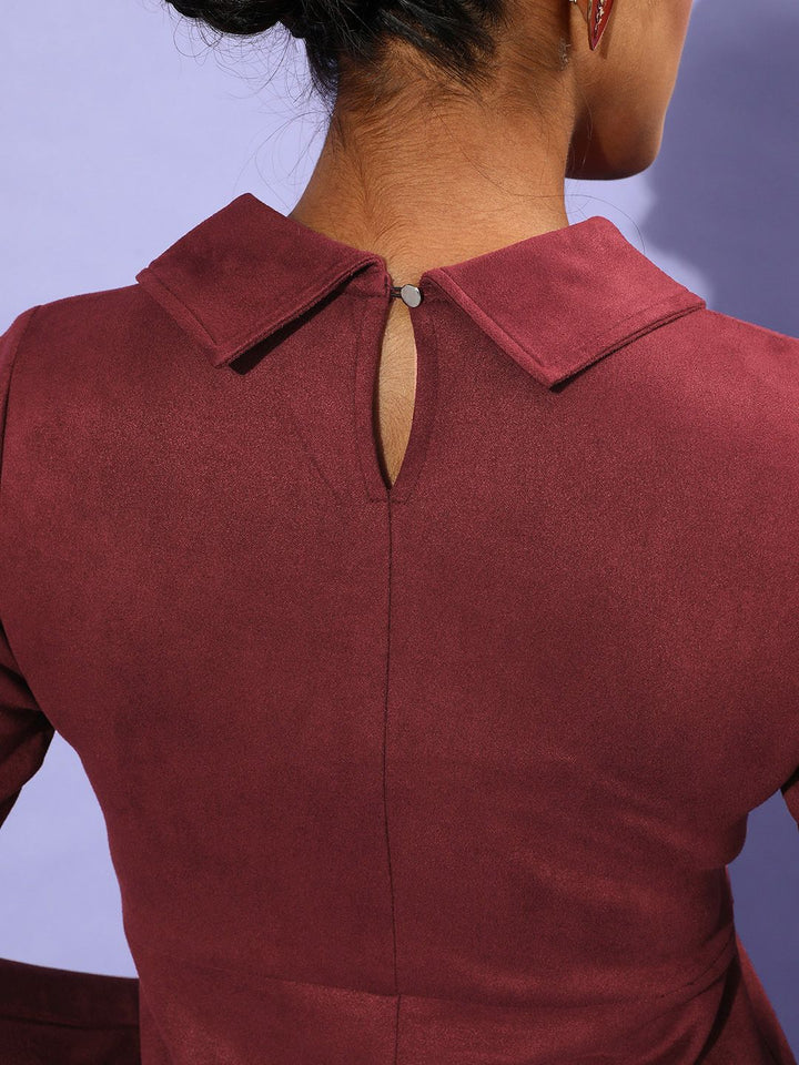 Athena Maroon A-Line Dress