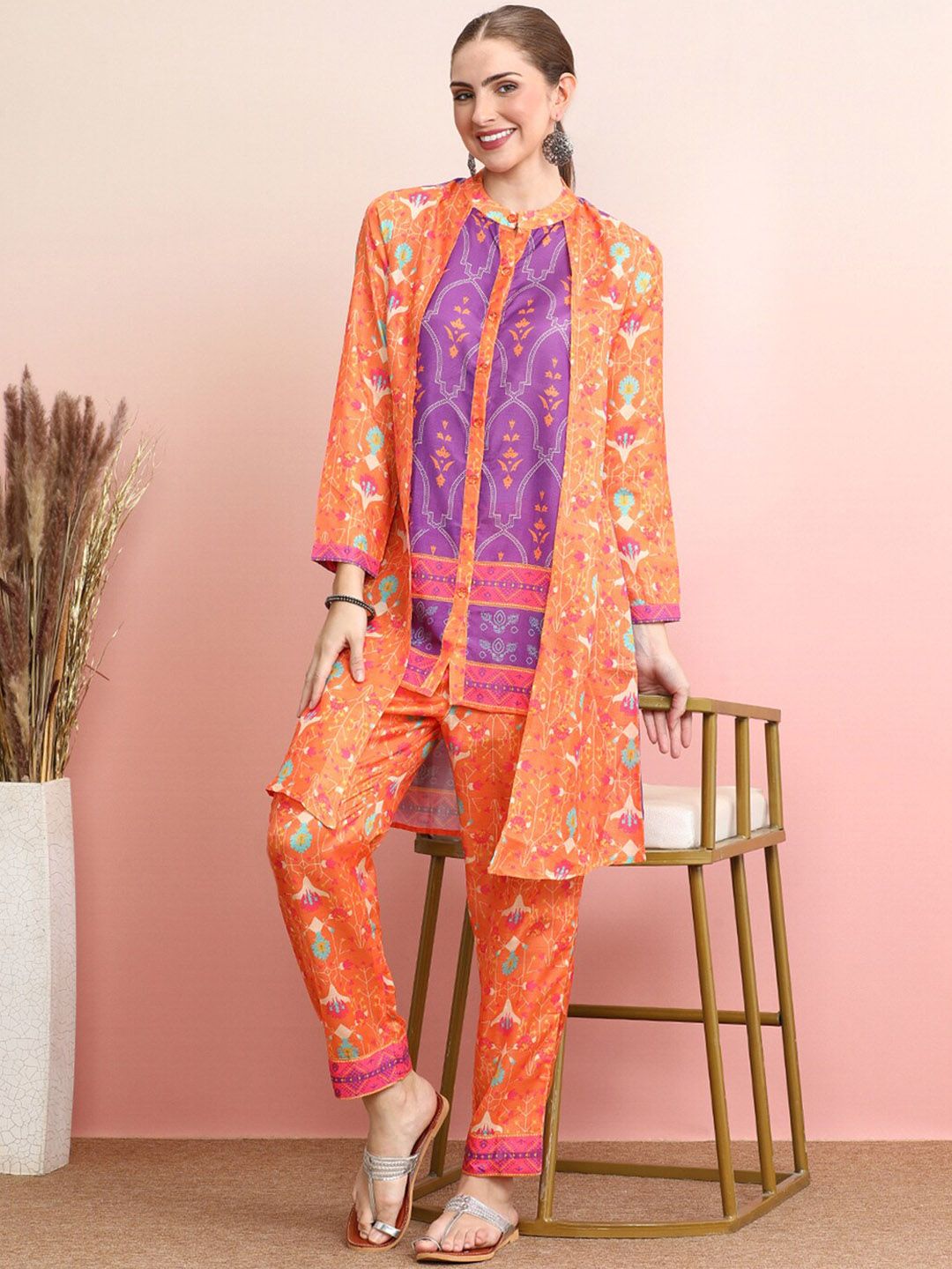 Indo Era Printed Top With Trousers Co-Ords