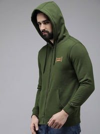 SPYKAR Typography Printed Front-Open Hooded Sweatshirt