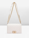 Lino Perros Geometric Textured Structured Shoulder Bag with Quilted Detail