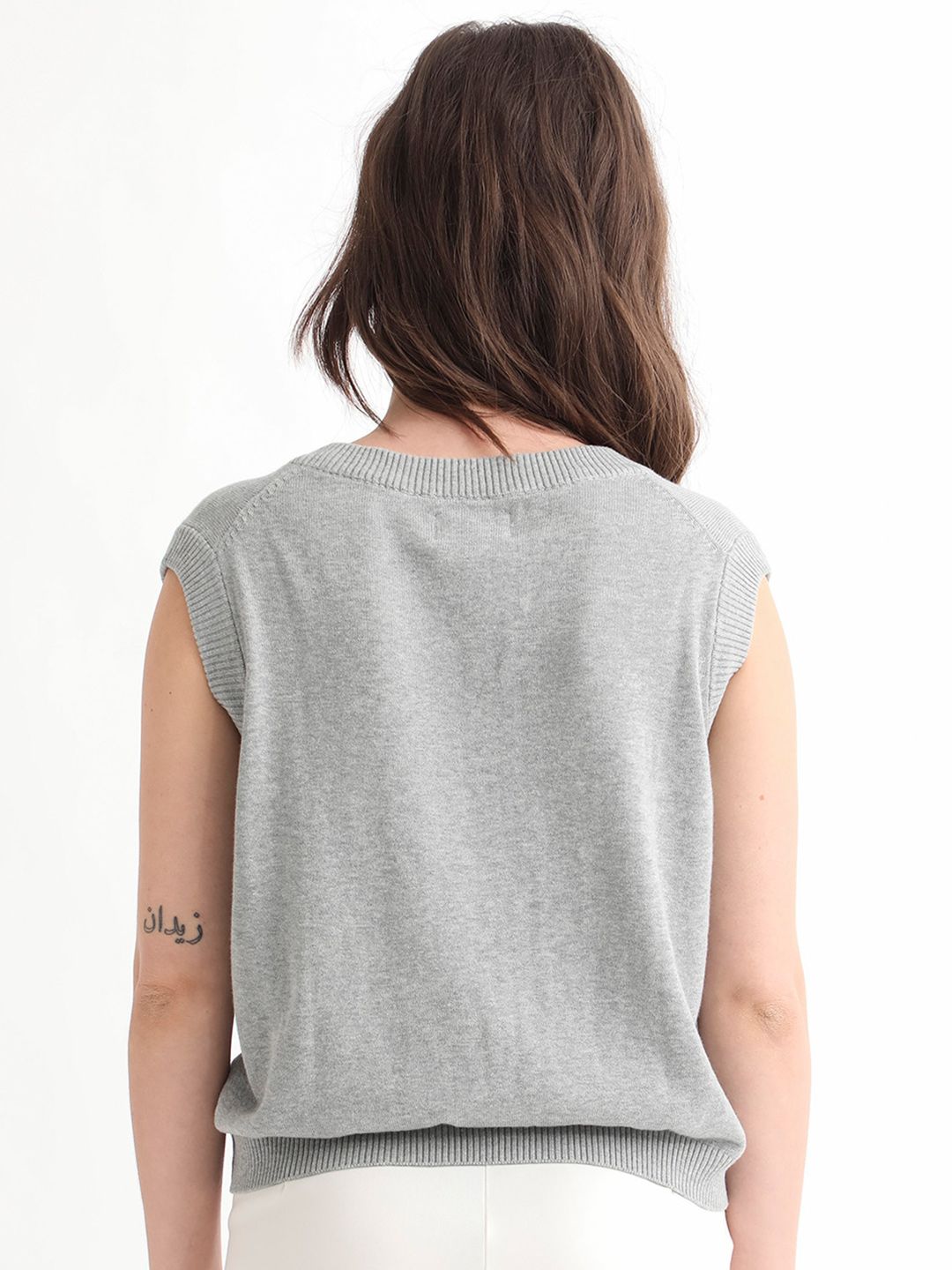 RAREISM Women Grey  Cotton Sweater Vest