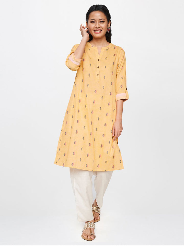 Global Desi Women Mustard Yellow Kurta