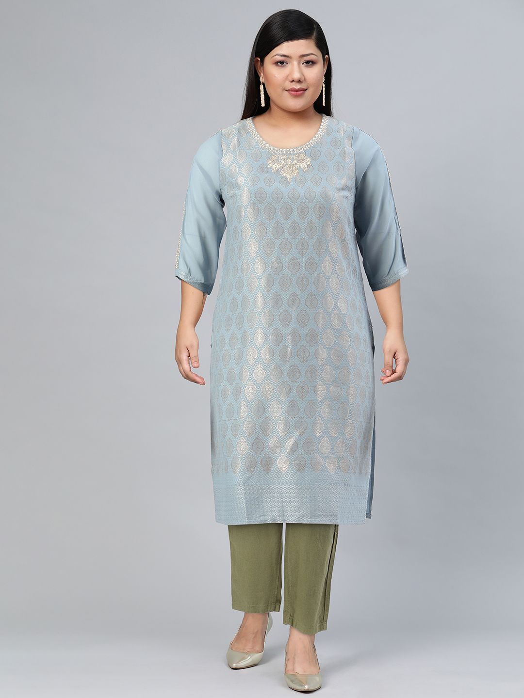 W Women Blue Ethnic Motifs Kurta
