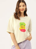 DressBerry Pure Cotton Printed Drop-Shoulder Sleeves Longline T-shirt