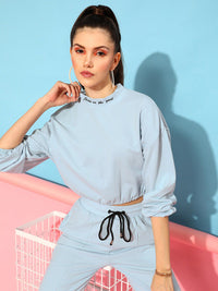 STREET 9 Women Blue Solid Sweatshirt