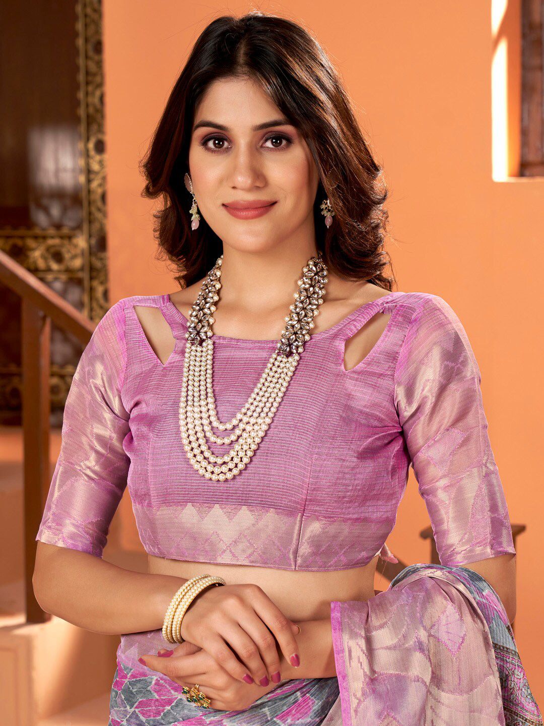 Saree mall Zari Organza Sungudi Sarees