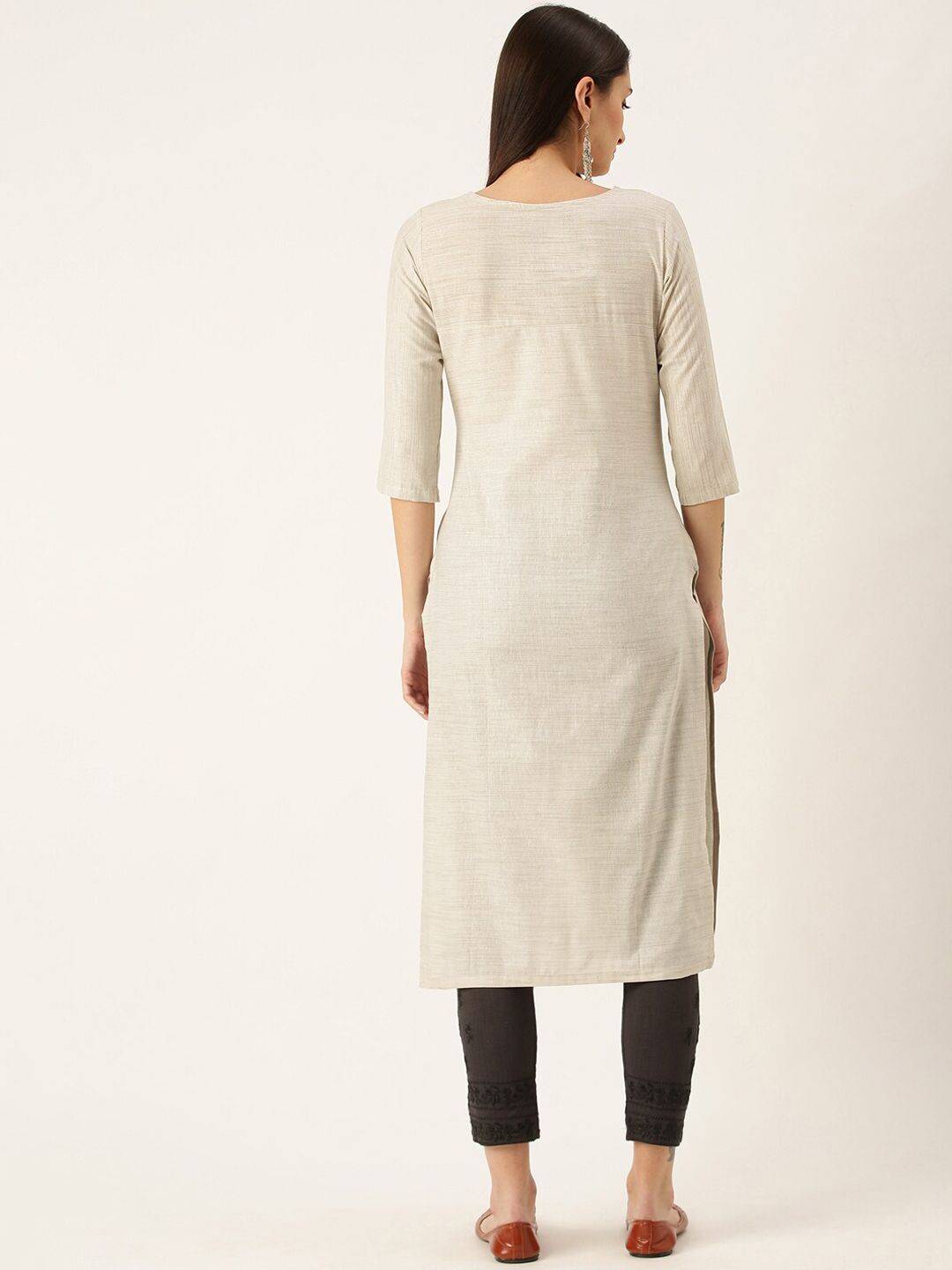 KALINI Women Flared Sleeves Mirror Work Kurta