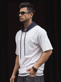 Powerlook Men Solid Hooded Drop-Shoulder Sleeves Pure Cotton Oversized T-shirt