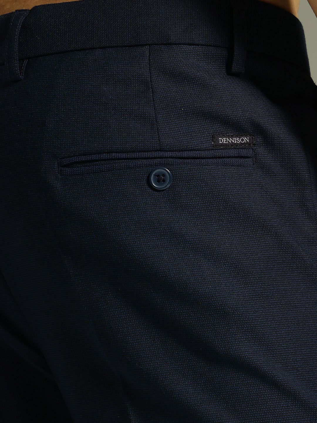 DENNISON Men Textured Smart Tapered Fit Trousers