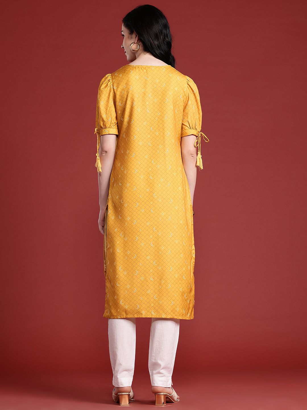 Anouk Checked Puff Sleeve Kurta