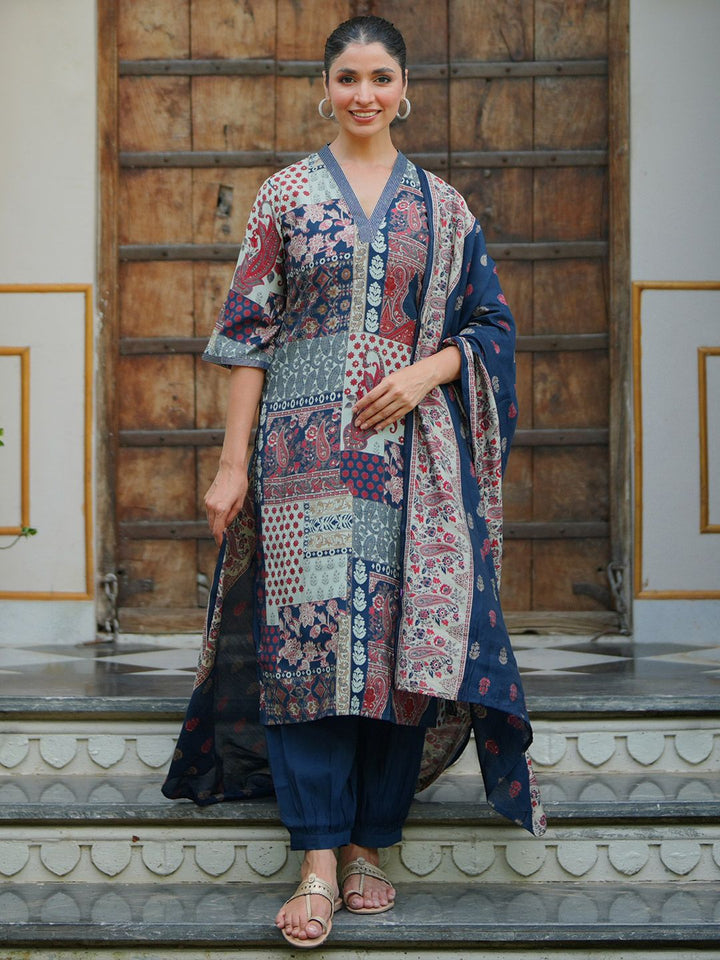 Libas Floral Printed Kurta with Salwar & With Dupatta