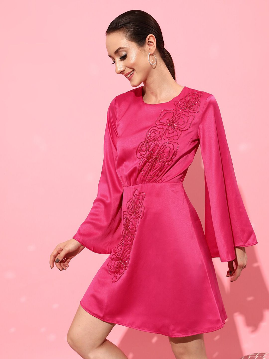 STREET 9 Women Fuchsia Solid Dress