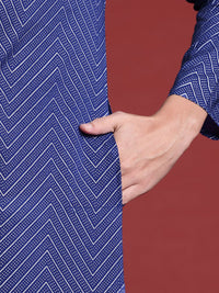 Anouk Chevron Printed Indigo Kurta