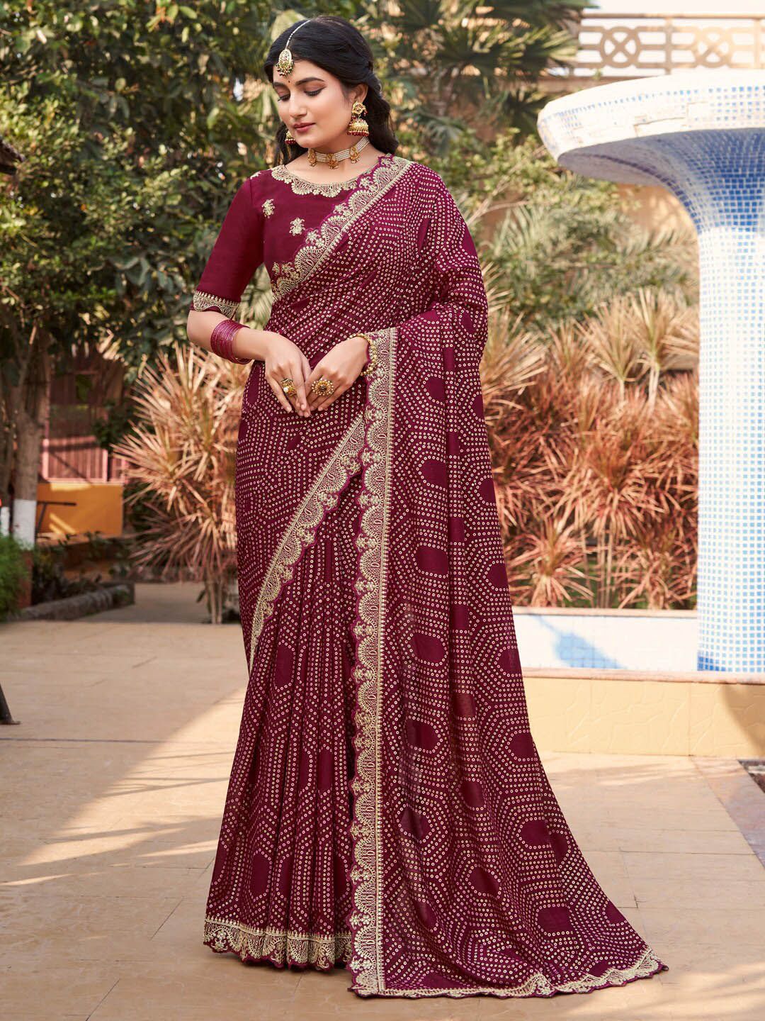 Saree mall Bandhani Sequinned Saree