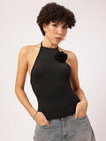 DressBerry Rose Rhapsody Halter Neck Fitted Top