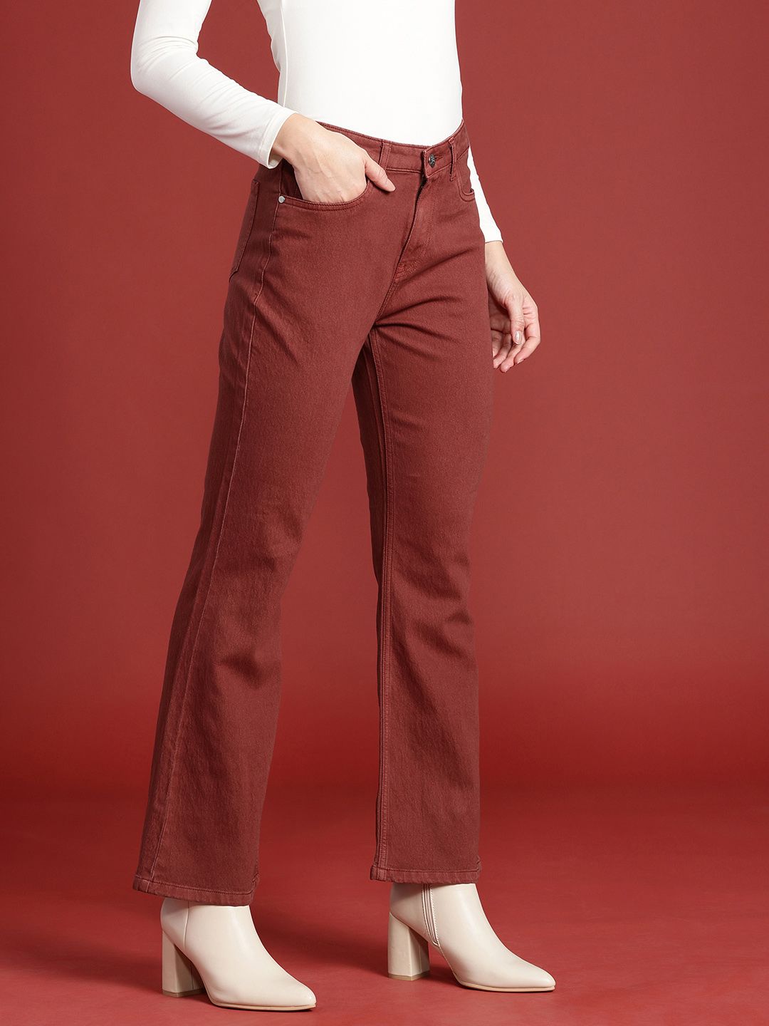 all about you Women Slim Bootcut High-Rise Stretchable Jeans