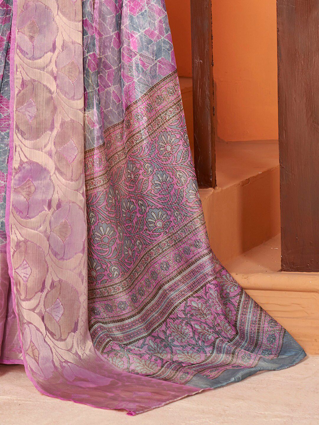 Saree mall Zari Organza Sungudi Sarees